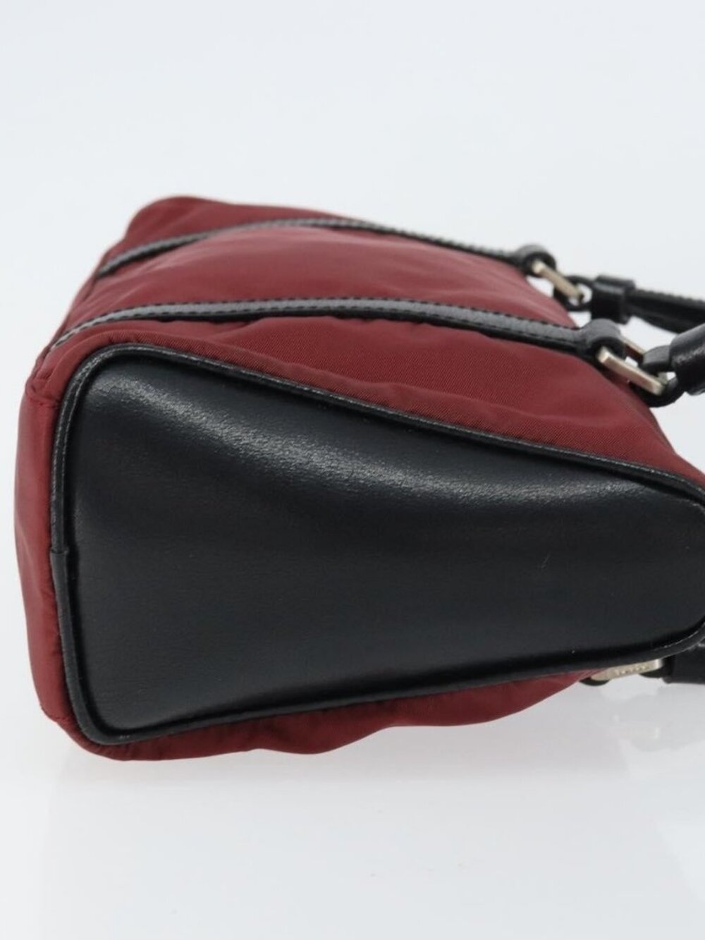 PRADA Hand Bag Nylon Bordeaux Silver Auth am10143 - Picture 5 of 16